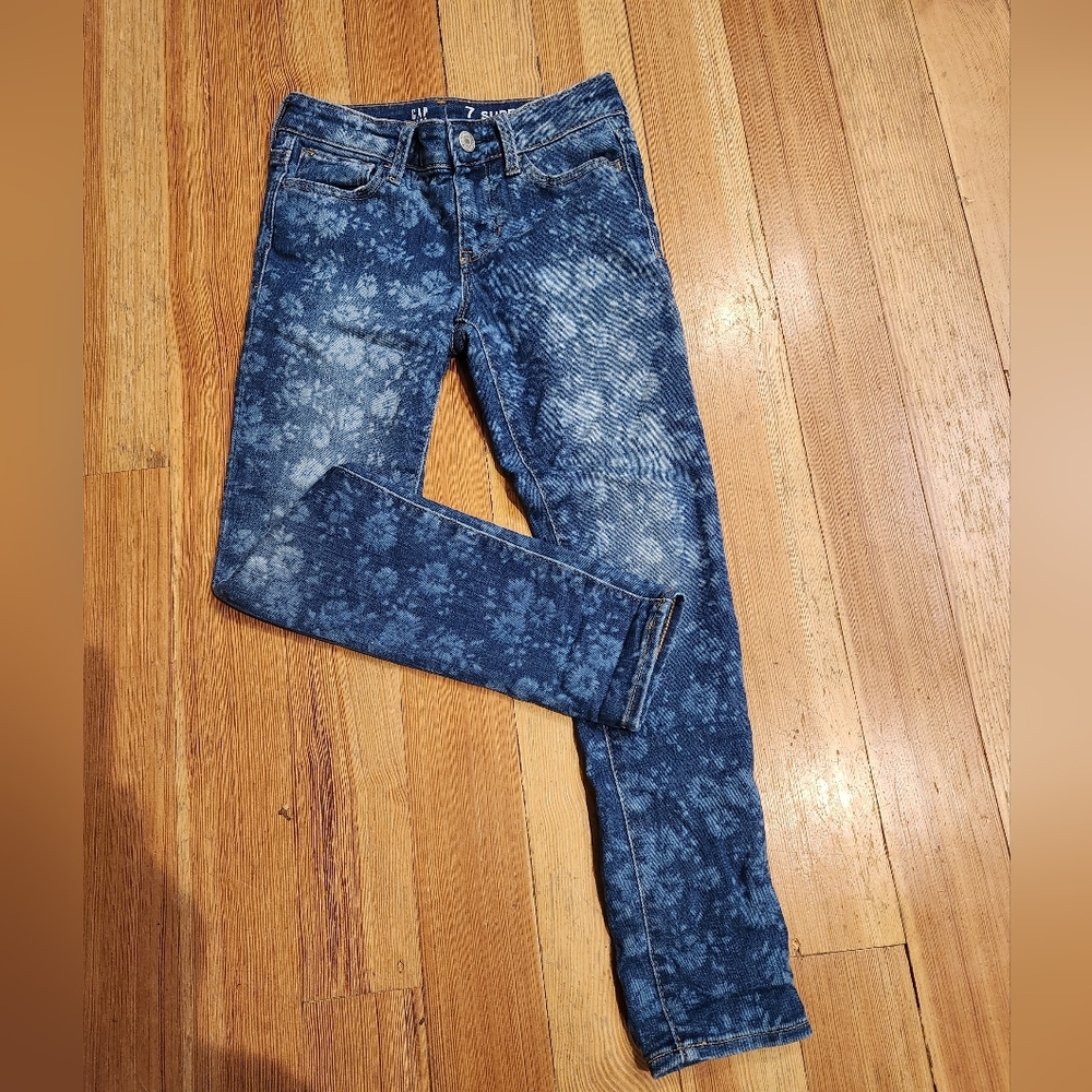 Gap girls sz 7 skinny burnout floral jeans